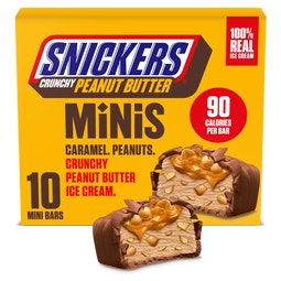 SNICKERS Ice Cream Minis, Milk Chocolatey, Caramel and Crunchy Peanut Butter Ice Cream Bars, 10 Pack, 9.5 Oz image