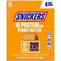 SNICKERS Hi Protein Peanut Butter Bars, 8 oz (4-Count Box) image