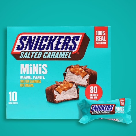 SNICKERS Ice Cream Minis, Salted Caramel Ice Cream Bars, 10 Pack, 9.5 Oz