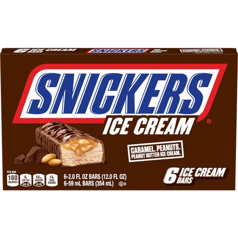 Snickers Ice Cream Bars 2 Oz 6 Count Box Snickers