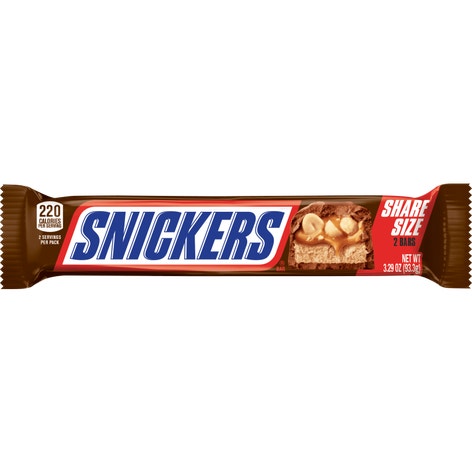 SNICKERS Milk Chocolate Candy Bar Sharing Size, 3.29 oz ...