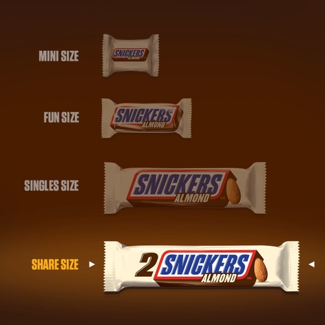 SNICKERS 2 To Go Almond Candy Bar, 3.23 oz