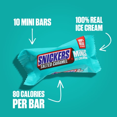 SNICKERS Ice Cream Minis, Salted Caramel Ice Cream Bars, 10 Pack, 9.5 Oz