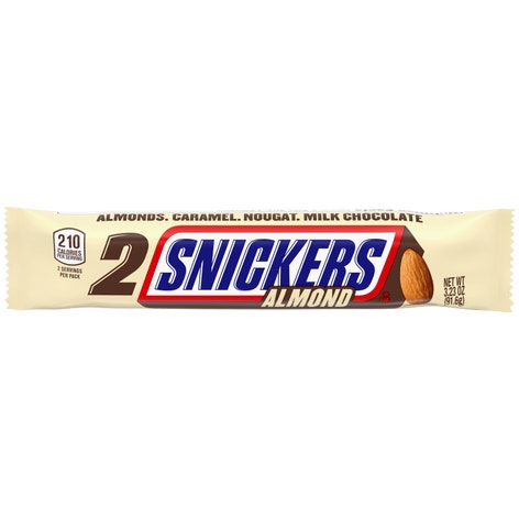 SNICKERS 2 To Go Almond Candy Bar, 3.23 oz | SNICKERS®
