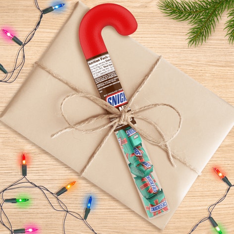 SNICKERS Minis Chocolate Christmas Candy Cane, 2.14 oz Tube