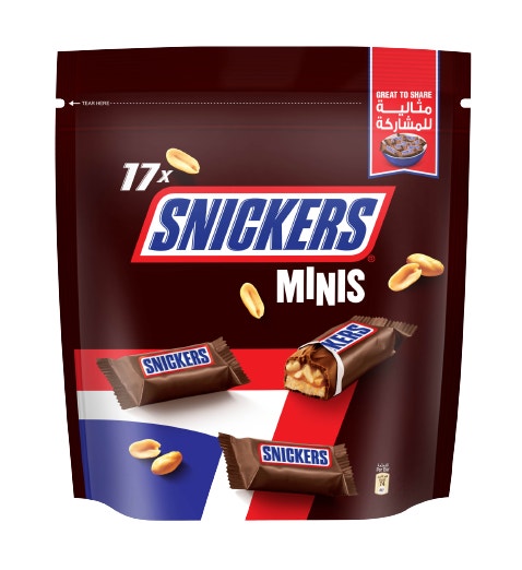 Snickers Minis Chocolate Mini Bars, Pouch, 255g (17 pcs)