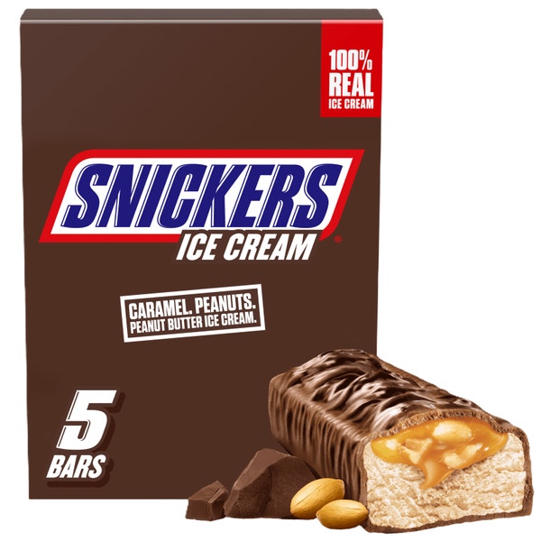 SNICKERS Peanut Butter Milk Chocolate Ice Cream Bars, 5 Pack, 2 Oz. Bars