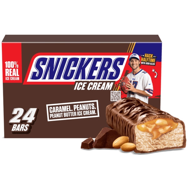 SNICKERS Chocolatey Caramel Peanut Butter Ice Cream Bars, 24 Pack, 2 Oz Bars