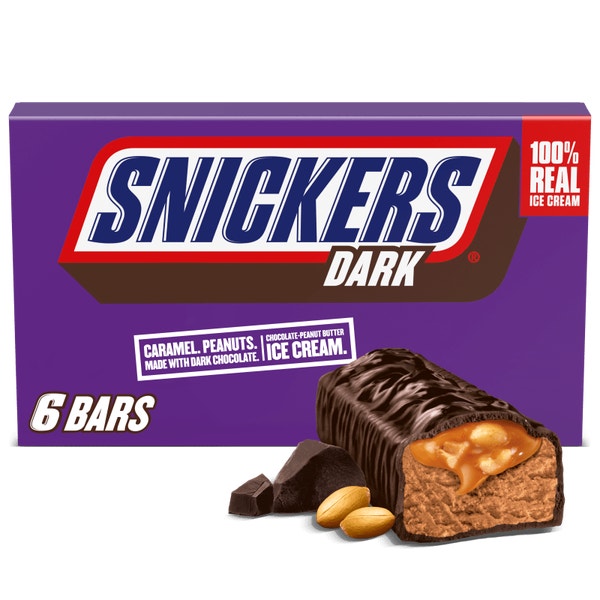 SNICKERS Dark Chocolatey Peanut Butter Ice Cream Bars, 6 Pack, 2 Oz