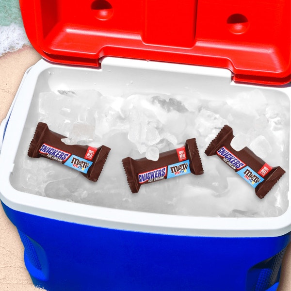 SNICKERS Ice Cream Minis, Caramel Peanut Butter Ice Cream Bars with M&M'S MINIS Milk Chocolate Candy and Peanuts, 10 Pack