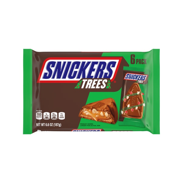 SNICKERS Trees Chocolate Christmas Candy Bars, 6 Ct