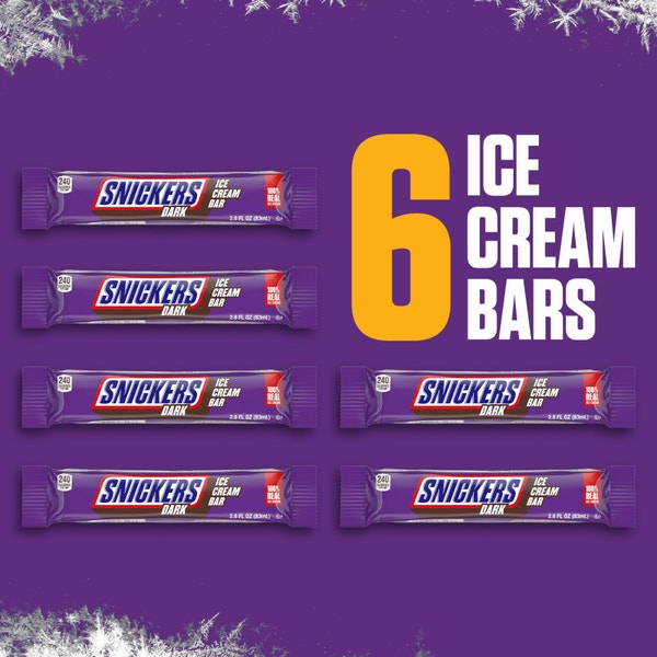 SNICKERS Dark Chocolatey Peanut Butter Ice Cream Bars, 6 Pack, 2 Oz