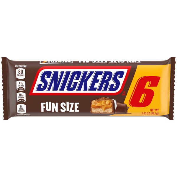 SNICKERS, Milk Chocolate Fun Size Bars, 3.4 oz (6 Count)