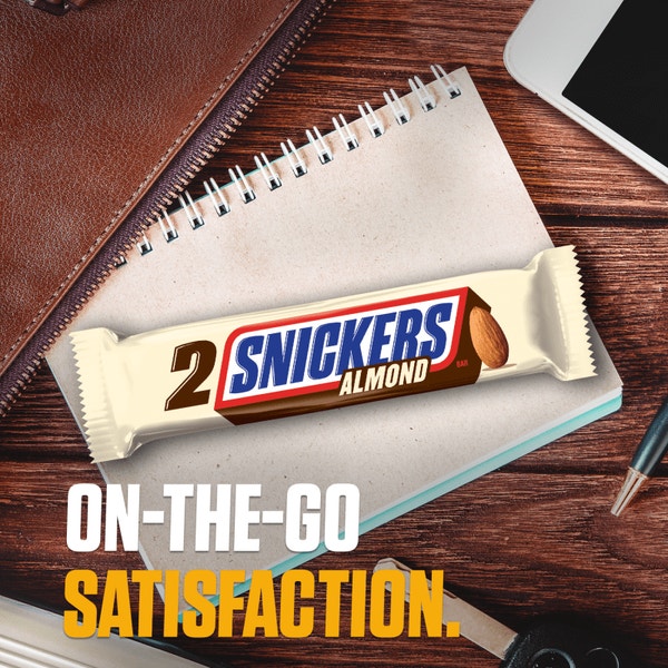 SNICKERS 2 To Go Almond Candy Bar, 3.23 oz