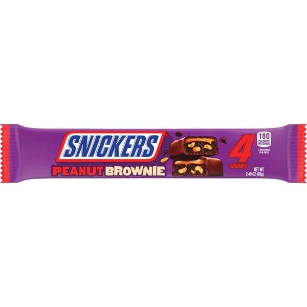SNICKERS Peanut Brownie Squares Share Size Chocolate Candy Bar, 2.4 oz