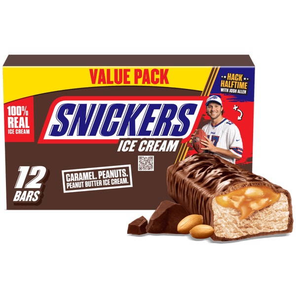 SNICKERS Chocolatey Caramel Peanut Butter Ice Cream Bars, 12 Pack, 2 Oz Bars