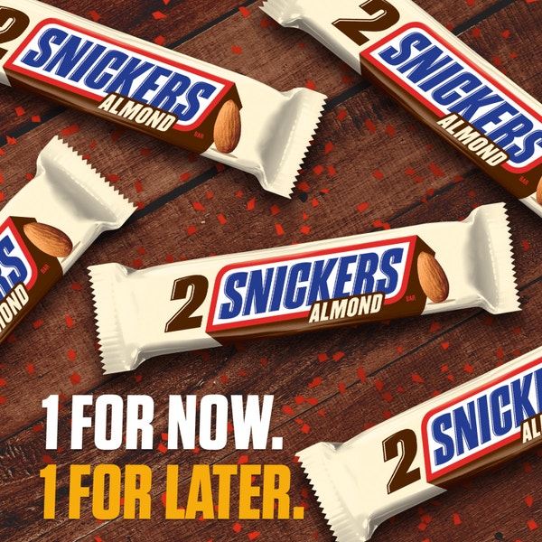 SNICKERS 2 To Go Almond Candy Bar, 3.23 oz