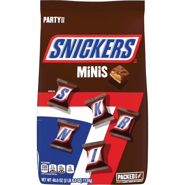 SNICKERS Minis Size Chocolate Candy Bars Bag, 40 oz