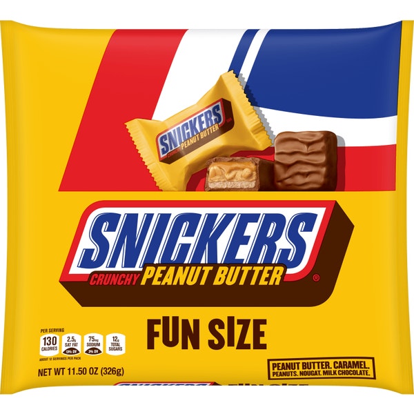 SNICKERS Crunchy Peanut Butter Chocolate Squares Fun Size Bag, 11.5 oz