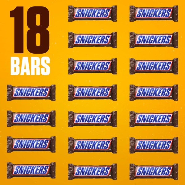 SNICKERS Yard Individually Wrapped Milk Chocolate Christmas Candy Bars, 18 Ct