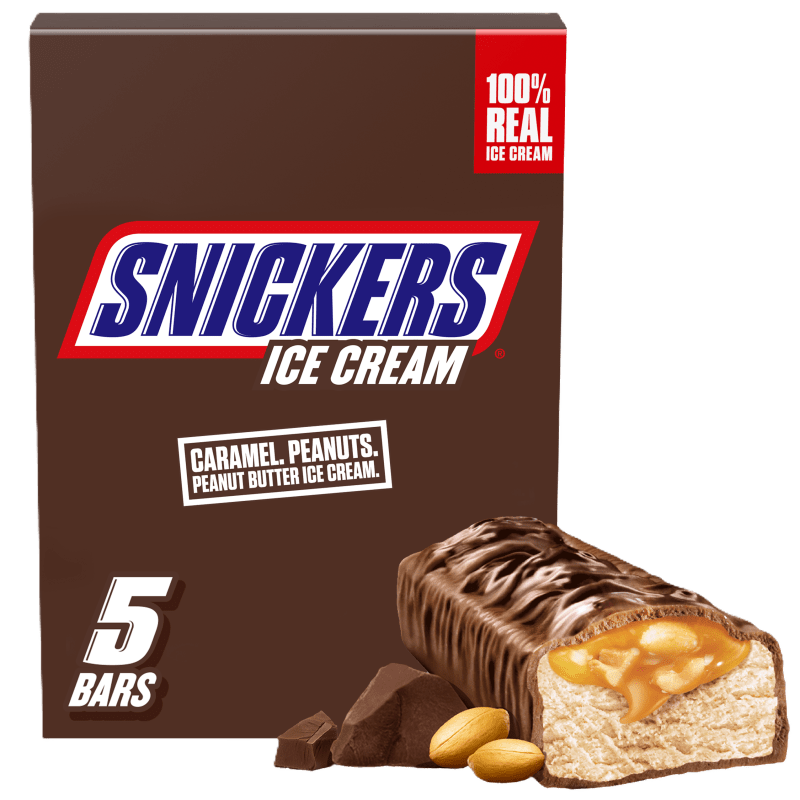 SNICKERS Chocolatey Caramel Peanut Butter Ice Cream Bars, 5 Pack, 2 Oz. Bars