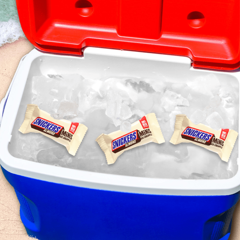 SNICKERS Ice Cream Minis, Milk Chocolatey, Caramel, Almond and Vanilla Ice Cream Bars, 10 Pack, 9.5 Oz