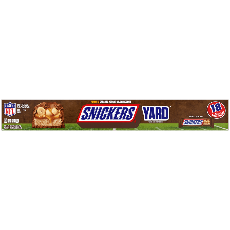 SNICKERS Yard Individually Wrapped Milk Chocolate Christmas Candy Bars, 18 Ct
