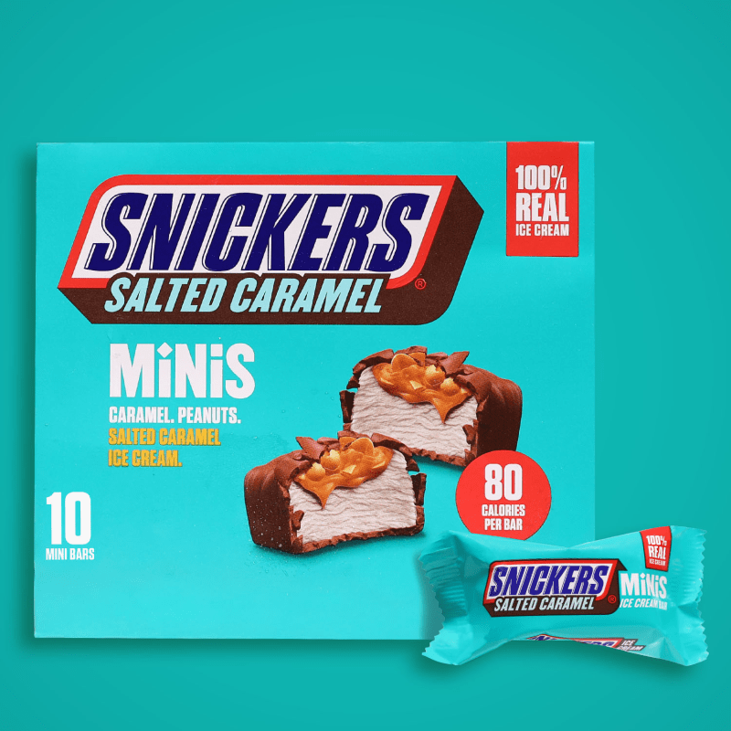 SNICKERS Ice Cream Minis, Salted Caramel Ice Cream Bars, 10 Pack, 9.5 Oz