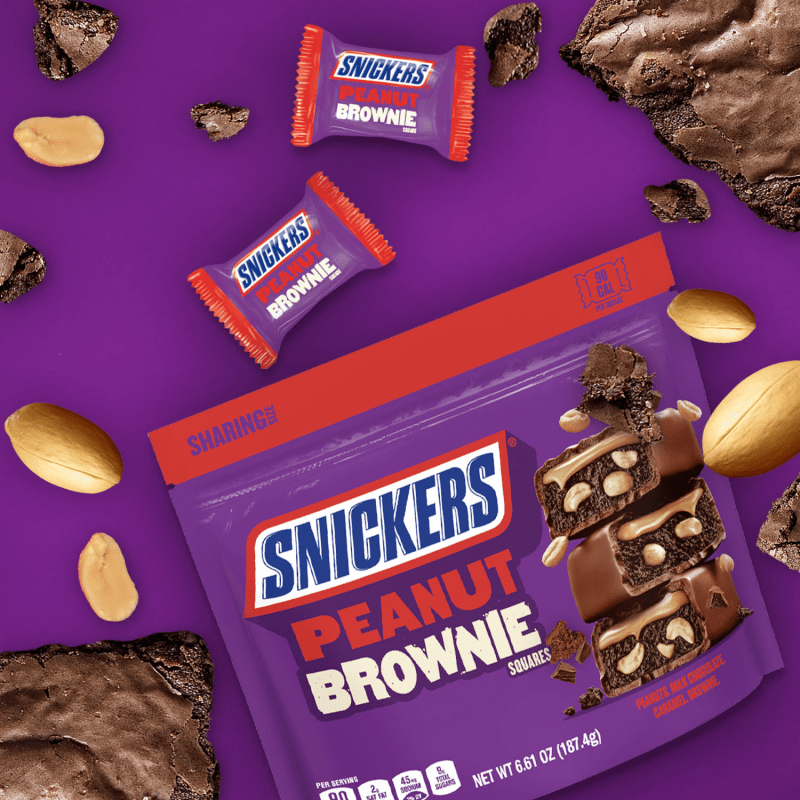 SNICKERS Peanut Brownie Squares Fun Size Chocolate Candy Bars Sharing Size Bag, 6.61 oz