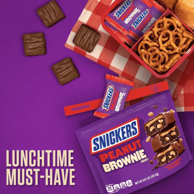 SNICKERS Peanut Brownie Squares Fun Size Chocolate Candy Bars Sharing Size Bag, 6.61 oz