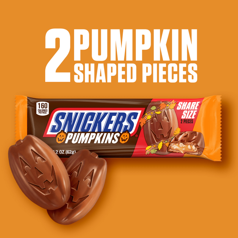 SNICKERS ORANGE PUMPKIN 2 TO GO HALLOWEEN 2.2 OUNCES EACH
