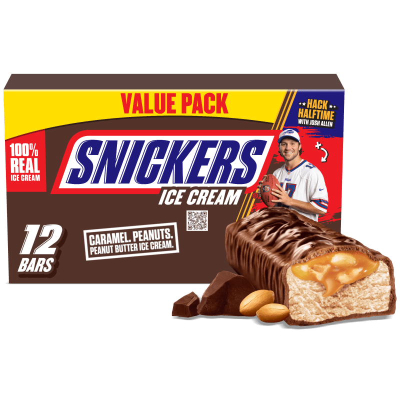 SNICKERS Chocolatey Caramel Peanut Butter Ice Cream Bars, 12 Pack, 2 Oz Bars