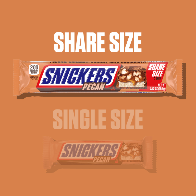 SNICKERS PECAN Share Size Chocolate Candy Bars, 2.82 oz