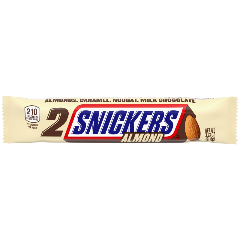 SNICKERS 2 To Go Almond Candy Bar, 3.23 oz | SNICKERS®