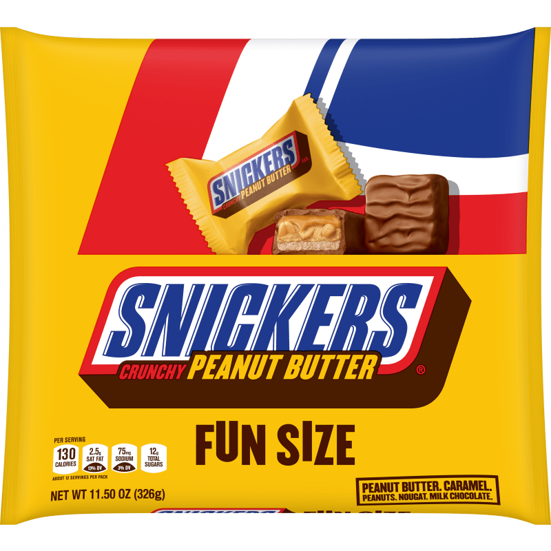 SNICKERS Crunchy Peanut Butter Chocolate Squares Fun Size Bag, 11.5 oz