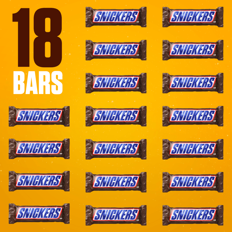 SNICKERS Yard Individually Wrapped Milk Chocolate Christmas Candy Bars, 18 Ct